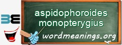 WordMeaning blackboard for aspidophoroides monopterygius